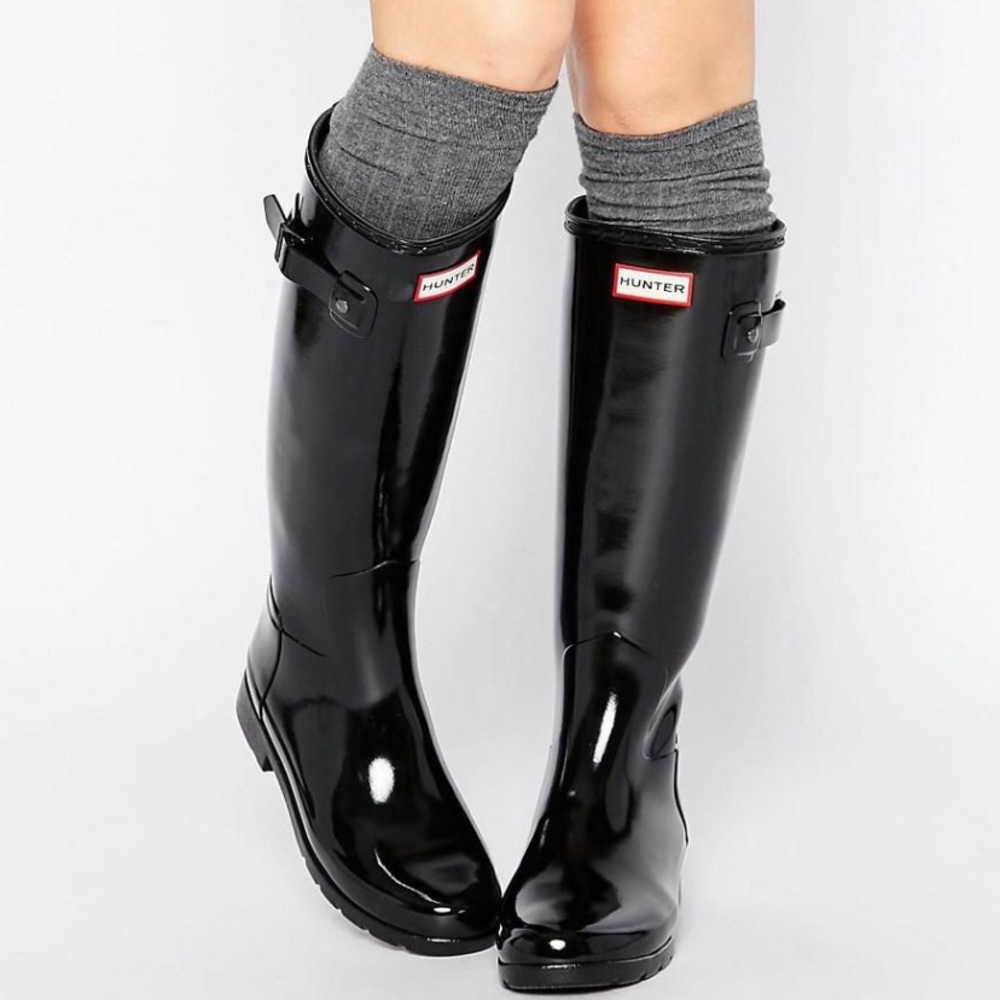 HUNTER ORIGINAL TALL WELLINGTON BOOTS in BLACK SZ 11